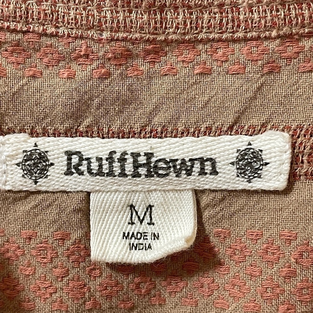 Ruff Hewn Tan/Orange Embroidered Striped Button Up Shirt Long Sleeve Medium - Picture 10 of 10